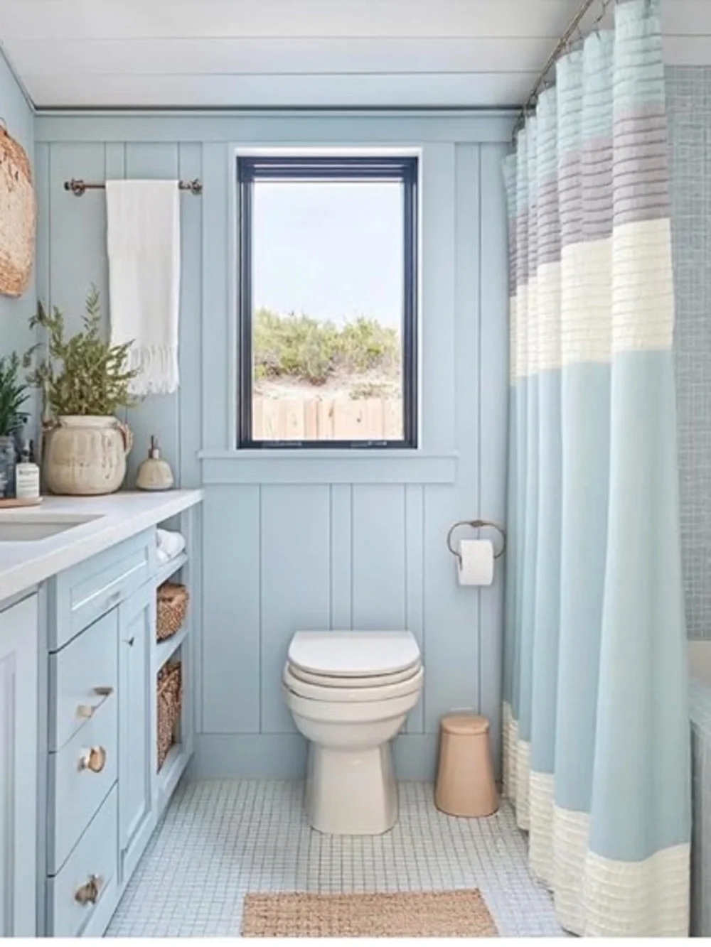 Amherst Shower Curtain Faux Silk Pieced Striped Microfiber, 72x72”, Aqua